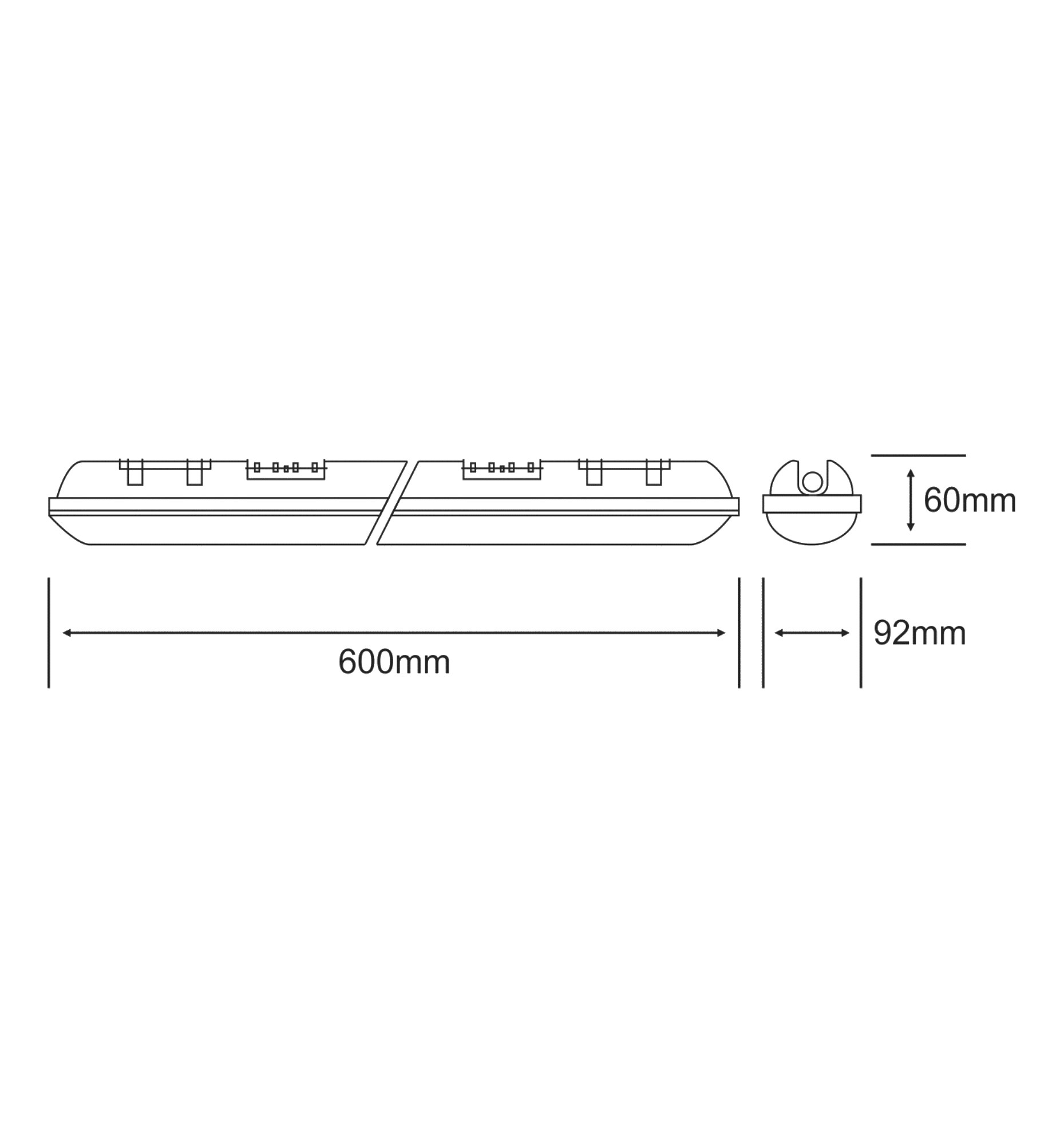 2270220010  Linesta X2 Supervision Surface LED IP65 Tri-Proof 0.6m Twin 24W, 4000K, 130°